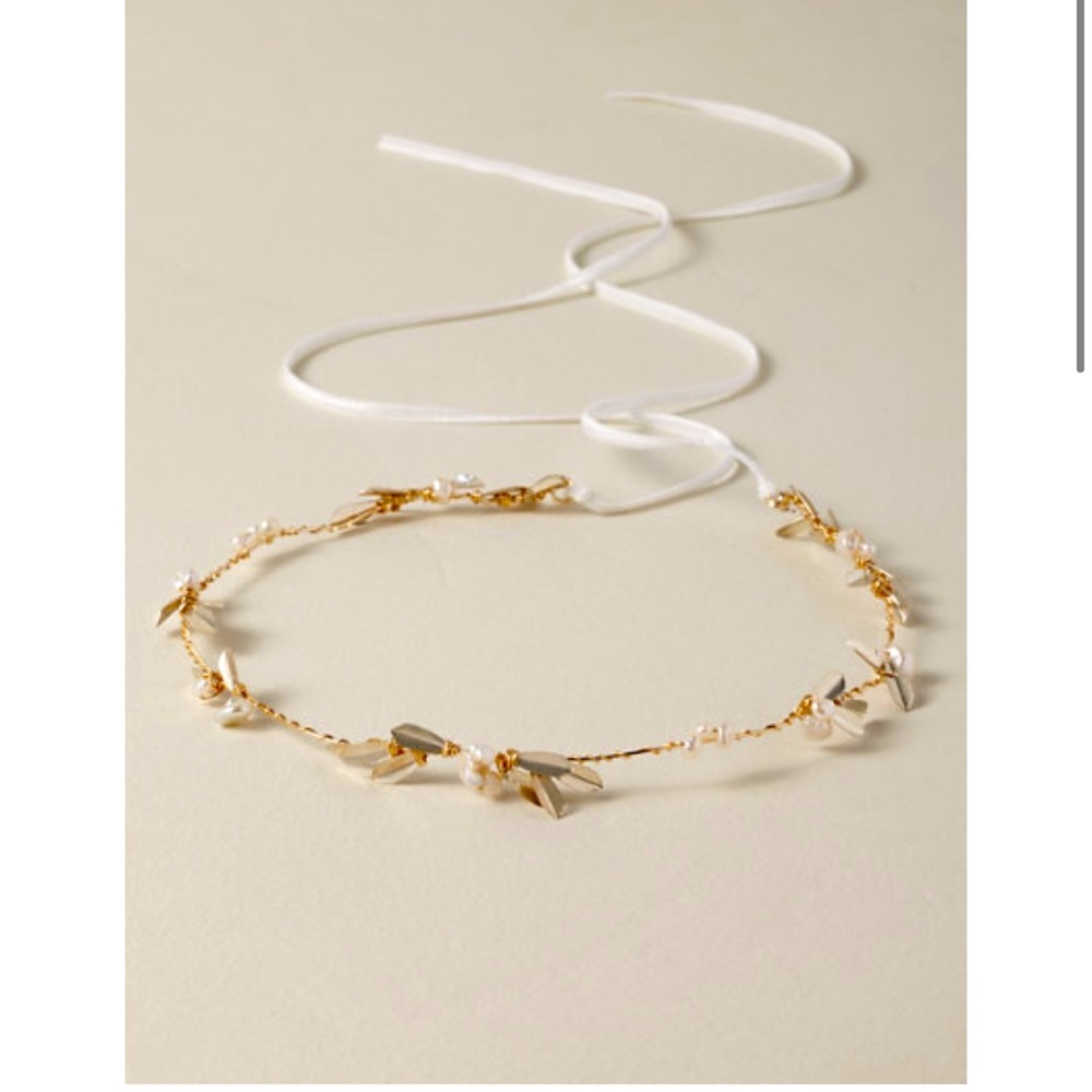 BHLDN Pearl & gold halo headpiece